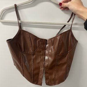 Brown Leather Corset Top